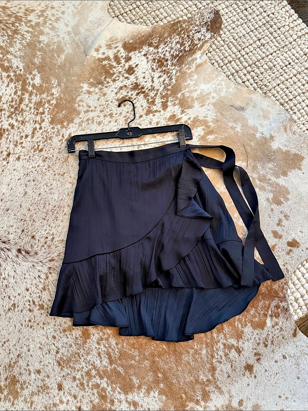 Maeve Pleated Asymmetrical Wrap Skirt in Black XS